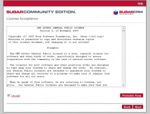 Lisence agreement of SugarCRM