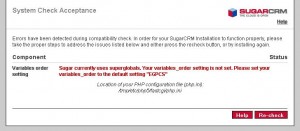 System Check Acceptance