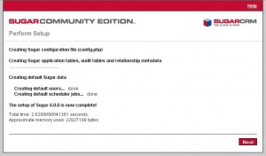 Perform Setup of SugarCRM