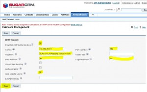 LDAP configuration on SugarCRM