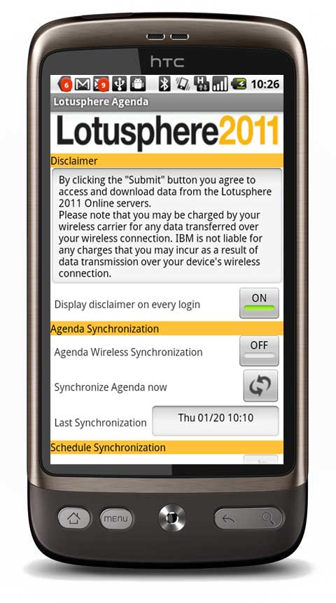 Lotusphere Agenda App Android - Sync with latest session