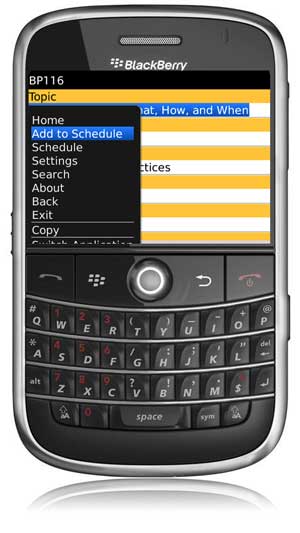 Lotusphere Agenda Mobile App BlackBerry - Add To Schedule