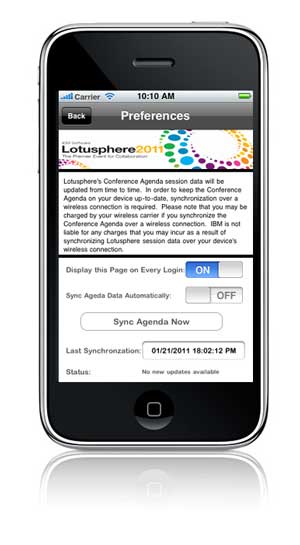 iPhone Lotusphere Agenda App - Sync with latest session