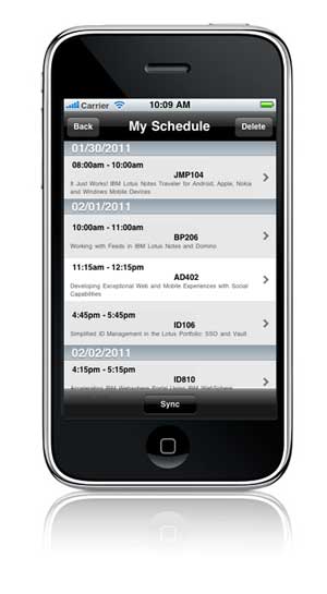 iPhone Lotusphere Agenda App - Schedule