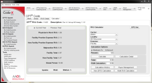 AAOS Code-X 2013 RVU Calculator Tab