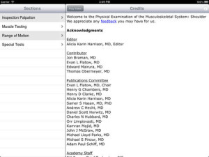 AAOS Muskoloskeletal Exam-Shoulder iPad Screen